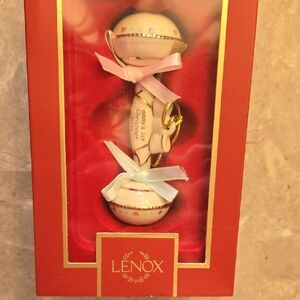 Lenox Baby's First Christmas Rattle Ornament - Red and Gold